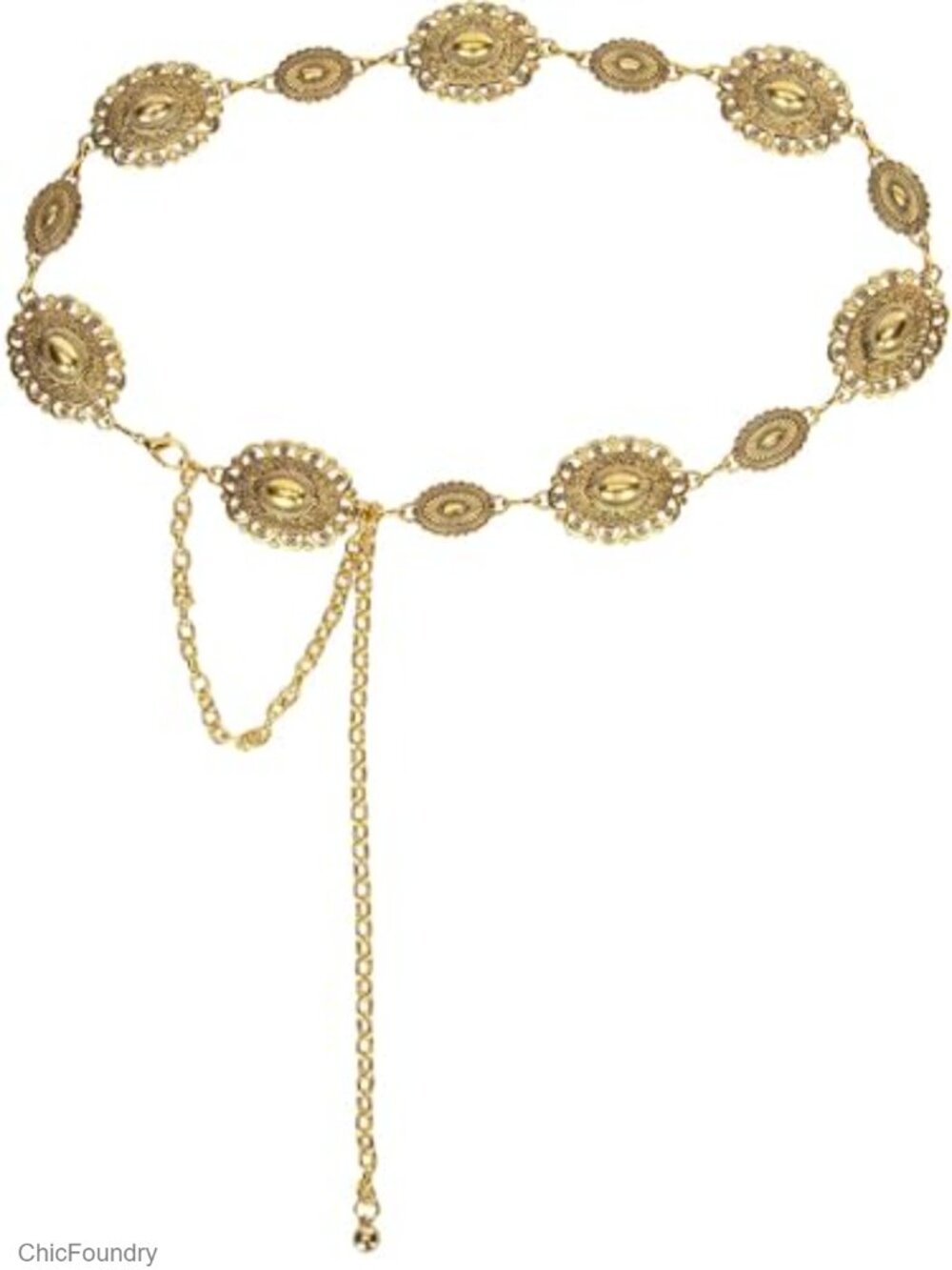 Women's Western Concho Chain Belt Metal Waist Chain for Dresses Jeans
